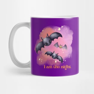 I am the night cute watercolor pastel goth bat pun Mug